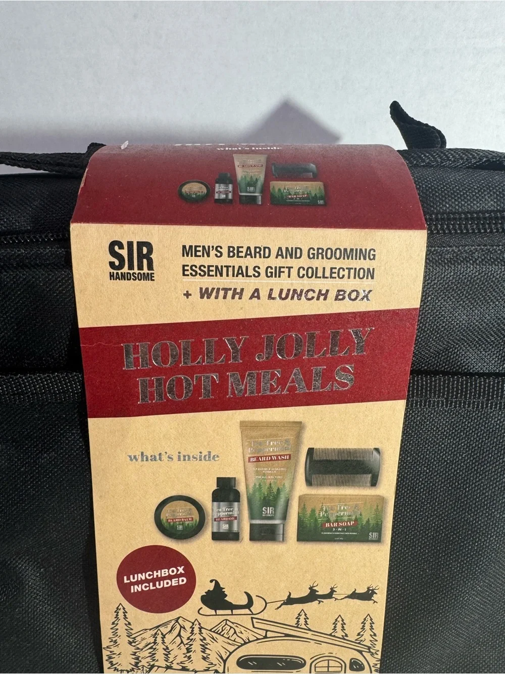 Holly Jolly Hot Meals Black Men’s Lunchbox Grooming Kit Holiday, Gift, Party